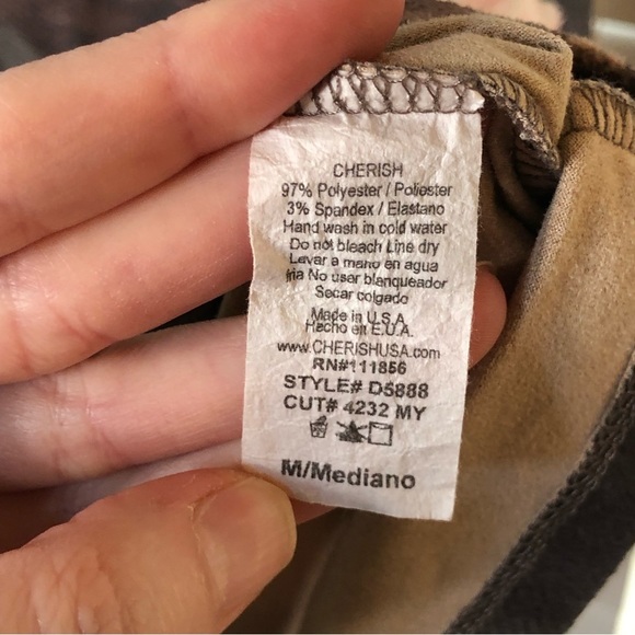 Cherish Taupe Large Floral Graphic Short Sleeve Mini Dress Medium Cut-out Back - Picture 4 of 5